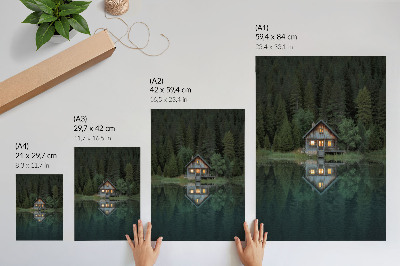 Póster Reflejo de una cabaña de montaña en la naturaleza