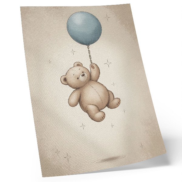 Lámina artística de alta calidad un osito de peluche con un globo de colores brillantes