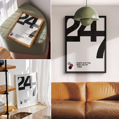 Lienzo decorativo moderno Diseño minimalista con grandes números en blanco y negro.