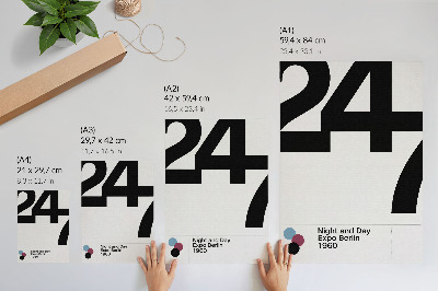 Lienzo decorativo moderno Diseño minimalista con grandes números en blanco y negro.