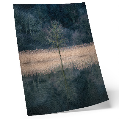 Lámina artística de alta calidad Un solo árbol refleja la niebla del lago