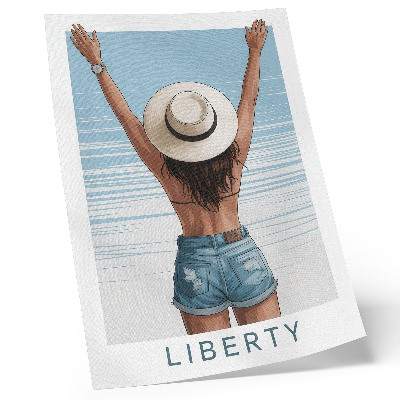 Lienzo decorativo moderno Una figura con sombrero contra el cielo de la libertad
