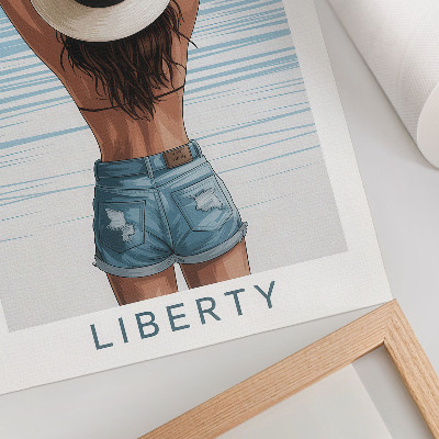 Lienzo decorativo moderno Una figura con sombrero contra el cielo de la libertad