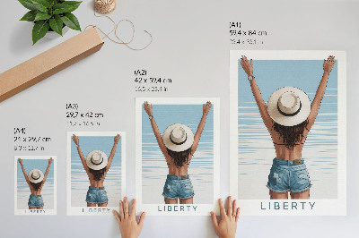 Lienzo decorativo moderno Una figura con sombrero contra el cielo de la libertad