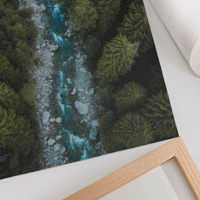 Póster con colores saturados Río de bosque verde armonía natural