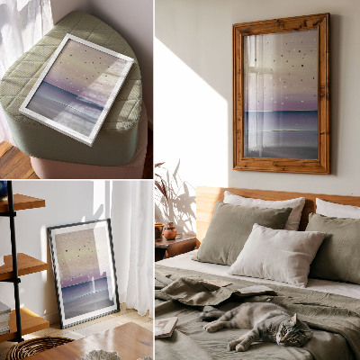 Lienzo decorativo moderno gotas de cielo púrpura y azul marino minimalistas