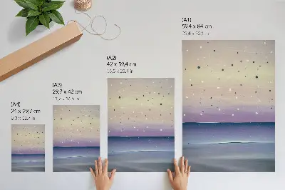 Lienzo decorativo moderno gotas de cielo en tonos púrpura y azul marino con diseño minimalista