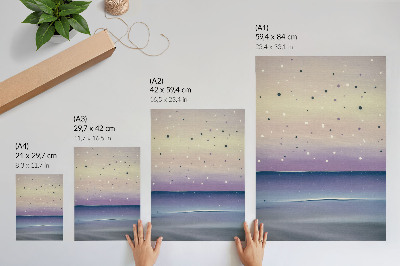 Lienzo decorativo moderno gotas de cielo púrpura y azul marino minimalistas