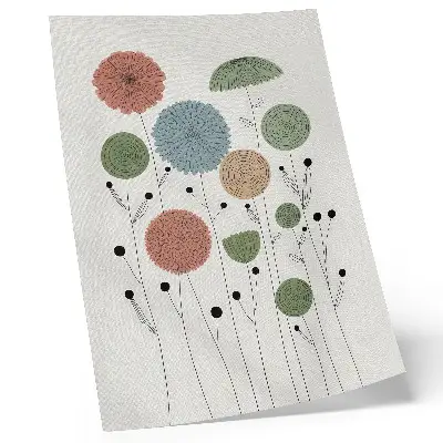 Póster con diseño de flores geométricas en tonos pastel