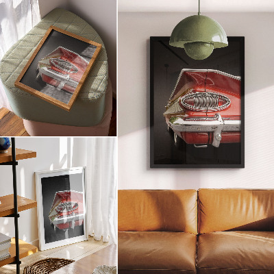 Lienzo decorativo moderno Detalles cromados de coche rojo estilo retro