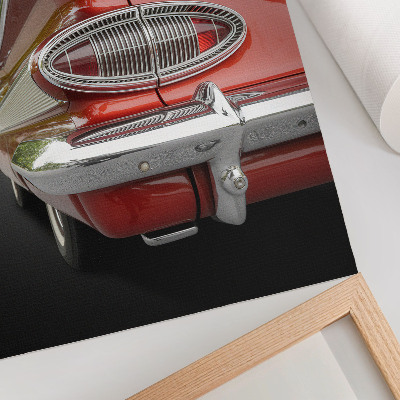 Lienzo decorativo moderno Detalles cromados de coche rojo estilo retro