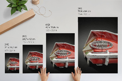 Lienzo decorativo moderno Detalles cromados de coche rojo estilo retro