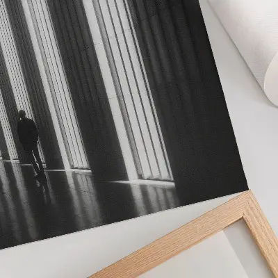 Lienzo decorativo moderno con diseño de luz espacial y patrones geométricos en blanco y negro