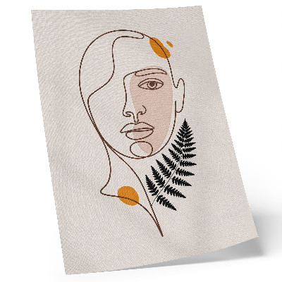Póster con colores saturados Rostro minimalista con elemento de hoja
