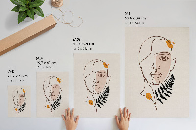 Póster con colores saturados Rostro minimalista con elemento de hoja