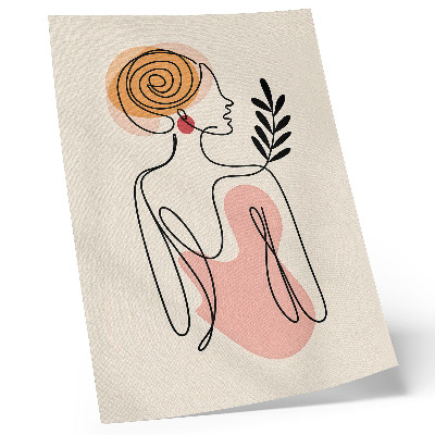 Lienzo decorativo moderno Una delicada mujer dibujada en línea sobre un fondo color crema.