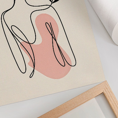 Lienzo decorativo moderno Una delicada mujer dibujada en línea sobre un fondo color crema.