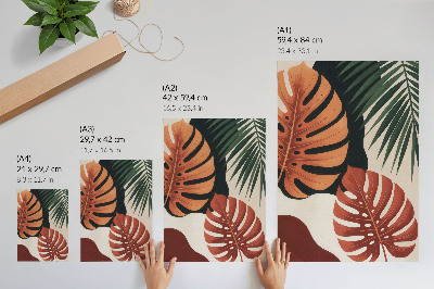 Póster Hojas tropicales, colores vivos, modernidad.
