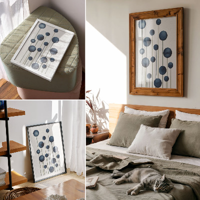 Lienzo decorativo moderno Círculos azules sobre líneas verticales
