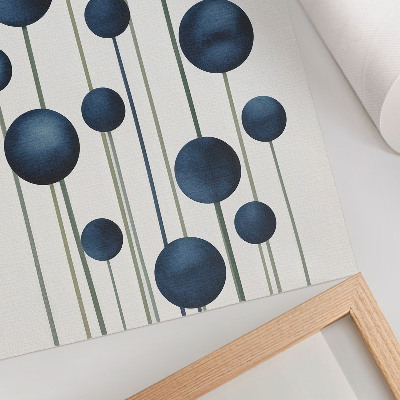 Lienzo decorativo moderno Círculos azules sobre líneas verticales