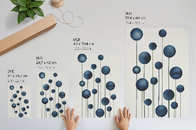 Lienzo decorativo moderno Círculos azules sobre líneas verticales