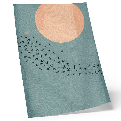 Lámina artística de alta calidad Pájaros en vuelo, fondo azul, círculo grande