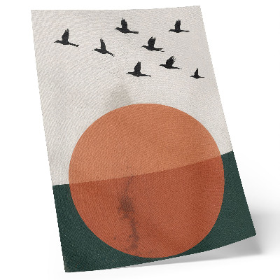 Lienzo decorativo moderno Pájaros en vuelo, círculo naranja minimalista
