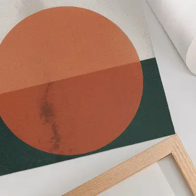Lienzo decorativo moderno pájaros en vuelo con círculo naranja minimalista