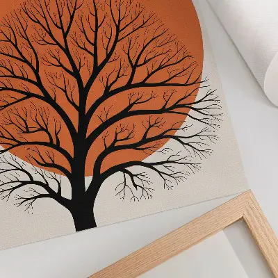 Póster árbol minimalista con fuerte contraste y composición armoniosa