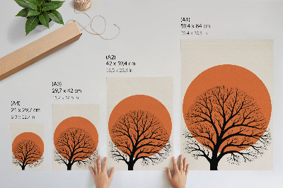 Póster Árbol minimalista, fuerte contraste, composición armoniosa