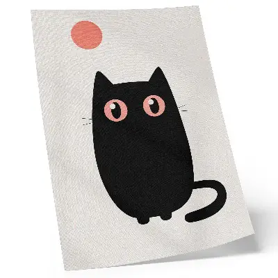 Lámina artística de alta calidad gato negro con ojos rosas sobre fondo blanco