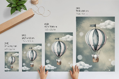 Lienzo decorativo moderno Globo con nubes en delicados tonos de gris.