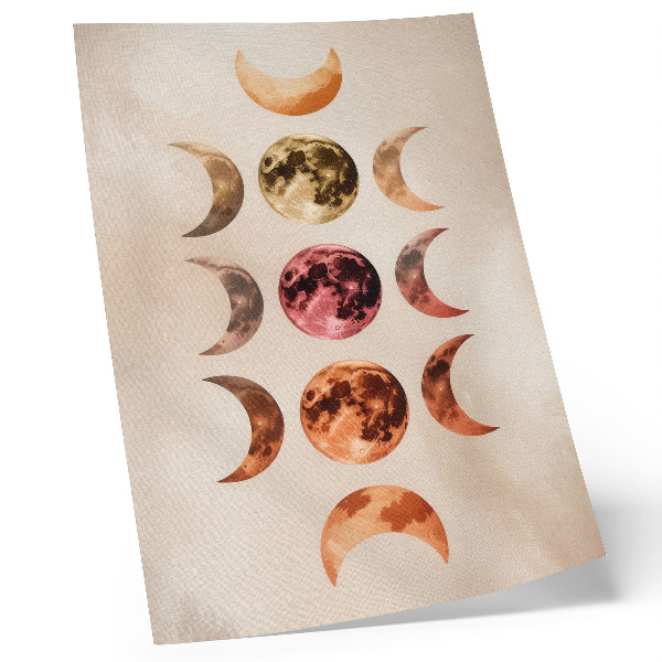 Póster con colores saturados Simetría de las lunas, colores cálidos, atmósfera cósmica