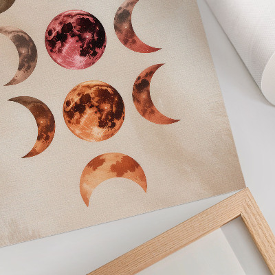 Póster con colores saturados Simetría de las lunas, colores cálidos, atmósfera cósmica