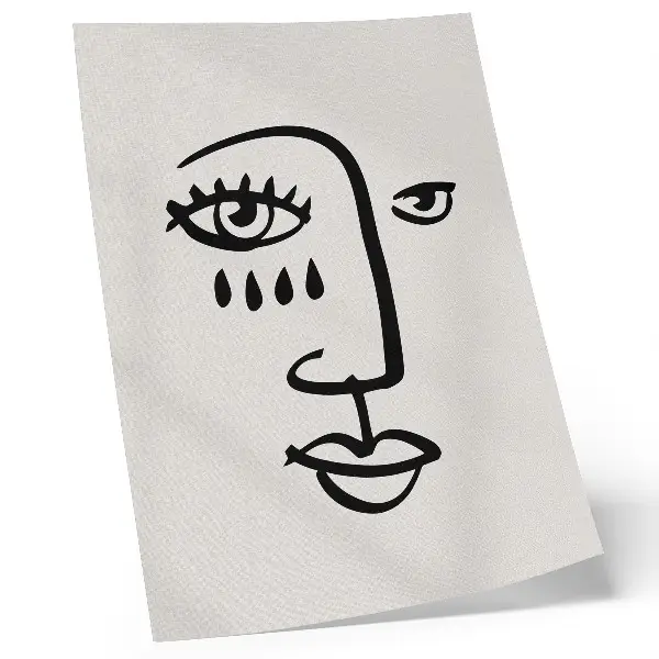 Lienzo decorativo con diseño de líneas faciales abstractas en estilo minimalista moderno