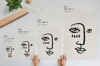 Lienzo decorativo con diseño de líneas faciales abstractas en estilo minimalista moderno