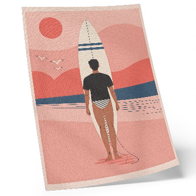 Póster Tabla de surf, playa, mar, paz, relajación.