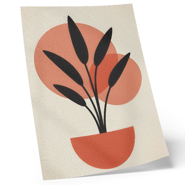Póster con colores saturados Hojas geométricas abstractas sobre fondo beige