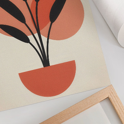 Póster con colores saturados Hojas geométricas abstractas sobre fondo beige