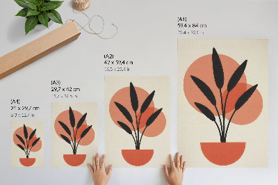 Póster con colores saturados Hojas geométricas abstractas sobre fondo beige