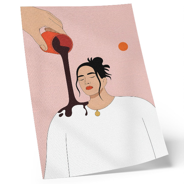 Póster con colores saturados Una figura minimalista bajo un arroyo oscuro