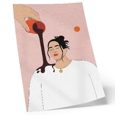 Póster de figura minimalista con colores saturados bajo un arroyo oscuro