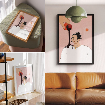 Póster con colores saturados Una figura minimalista bajo un arroyo oscuro