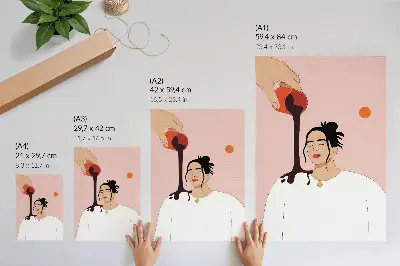 Póster de figura minimalista con colores saturados bajo un arroyo oscuro