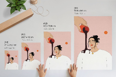 Póster con colores saturados Una figura minimalista bajo un arroyo oscuro