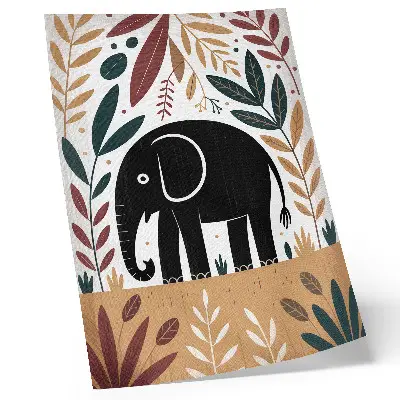 Lienzo decorativo moderno elefante entre hojas con diseño elegante de la naturaleza