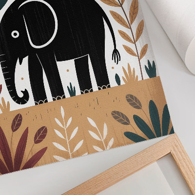 Lienzo decorativo moderno elefante entre hojas con diseño elegante de la naturaleza