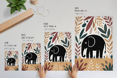 Lienzo decorativo moderno elefante entre hojas con diseño elegante de la naturaleza