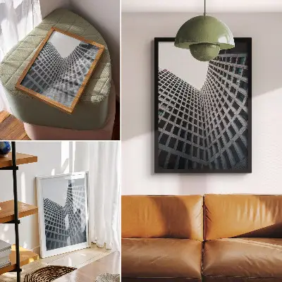 Líneas verticales en la arquitectura moderna póster con colores saturados