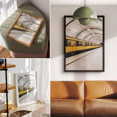 Lienzo decorativo moderno con diseño de metro de líneas suaves y dinámicas